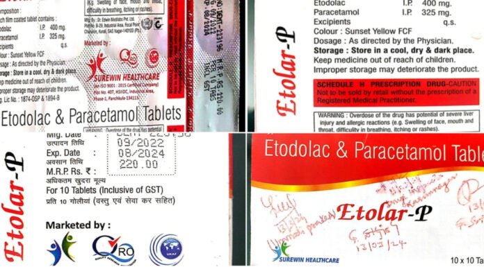 प्रतिबंधित दवा एटोलर-पी टैबलेट का स्टॉक जब्त किया, डीसीए ने की कार्रवाई